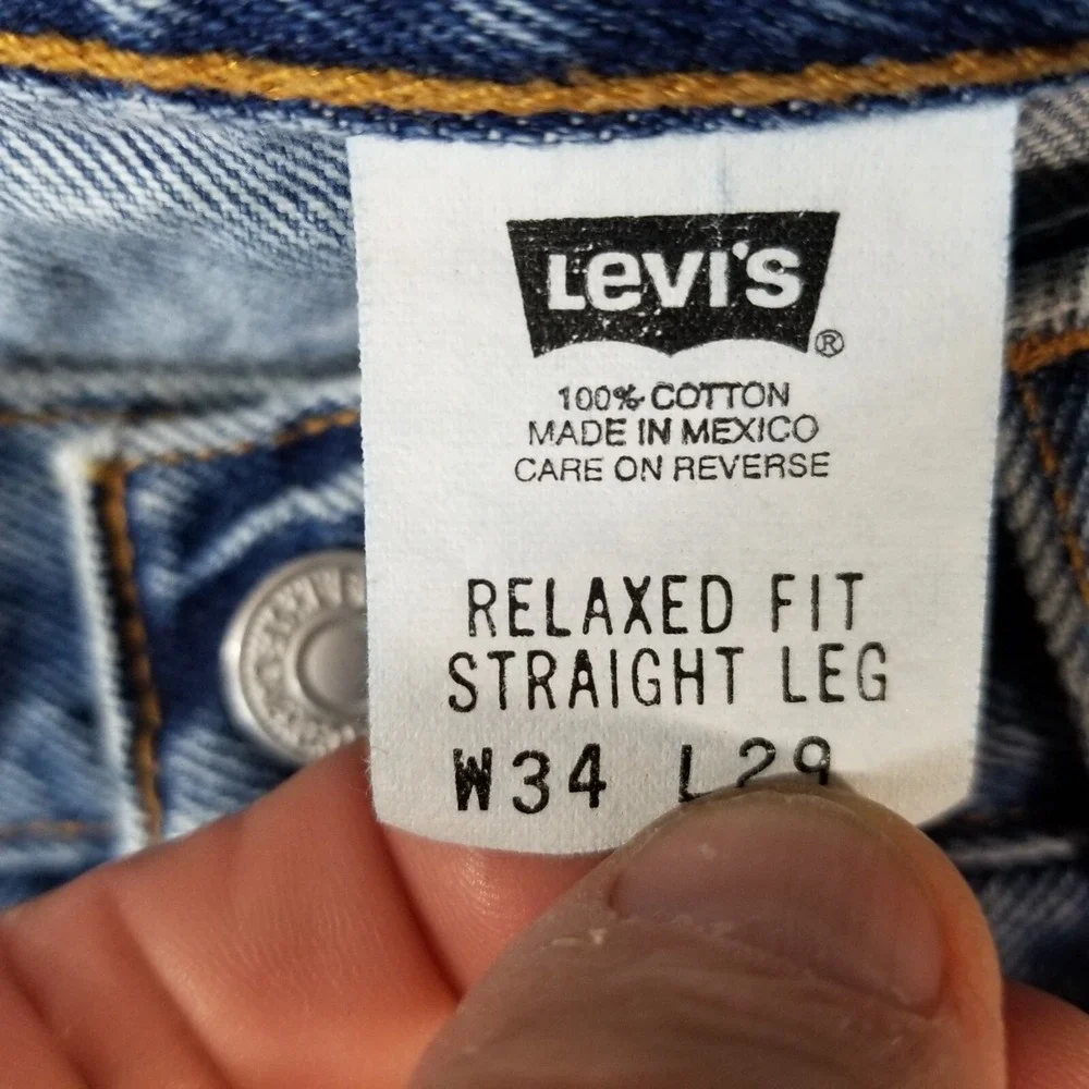 Levi's jeans men's 34x29 relaxed fit straight blue denim pants